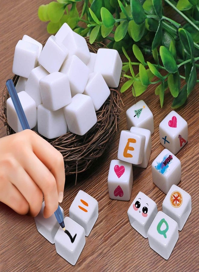 CUNGLIN Blank Dice 16MM Acrylic Dice Write on White Cubes with Smoothed Surface Six-Sided Dice for Classroom Board Games DIY Sticker Counting Teaching Fun Numbers Building Blocks Custom Making (50 PCS) - Image 1